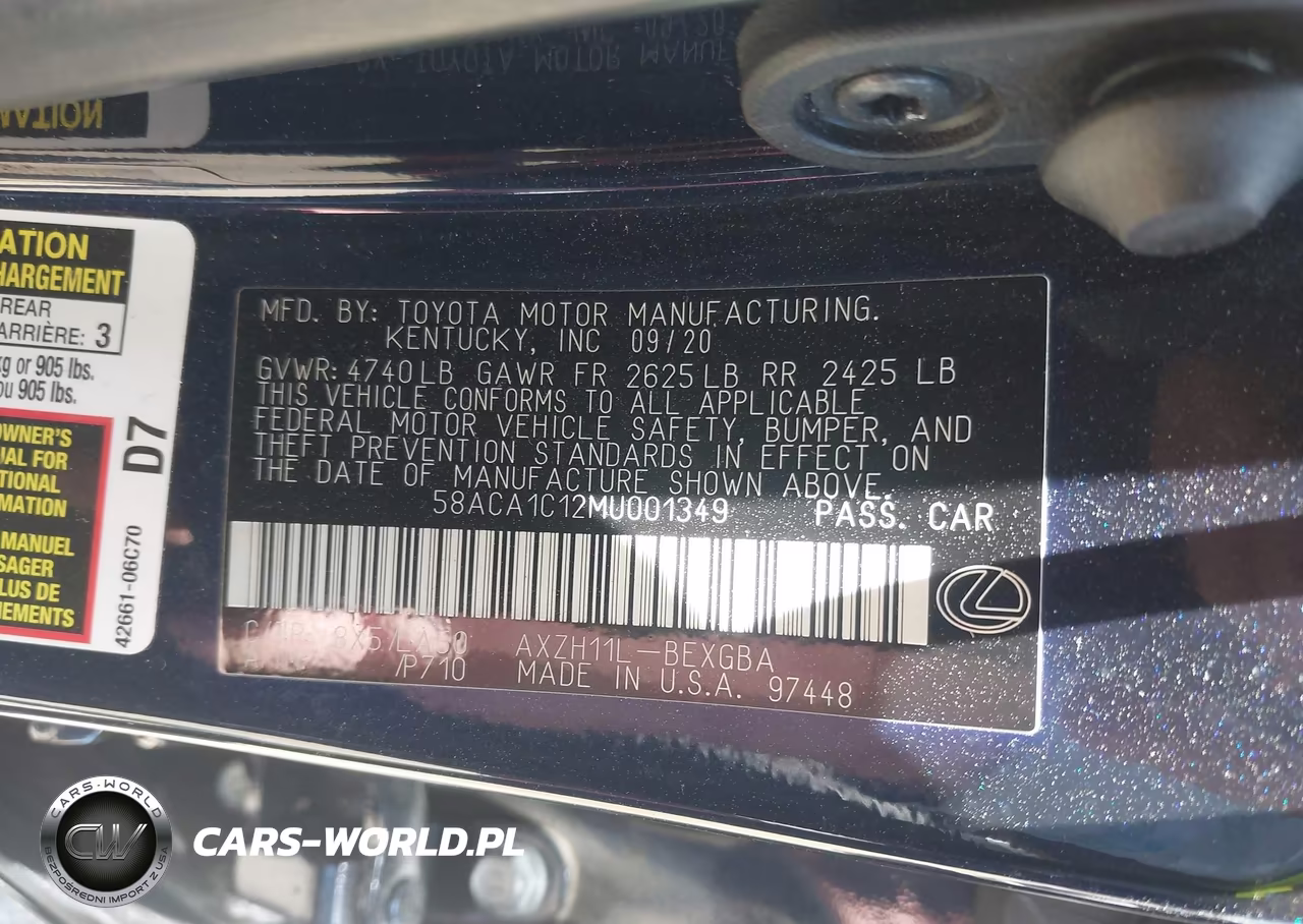 2021 Lexus Es 300H VIN:58ACA1C12MU001349 - 9