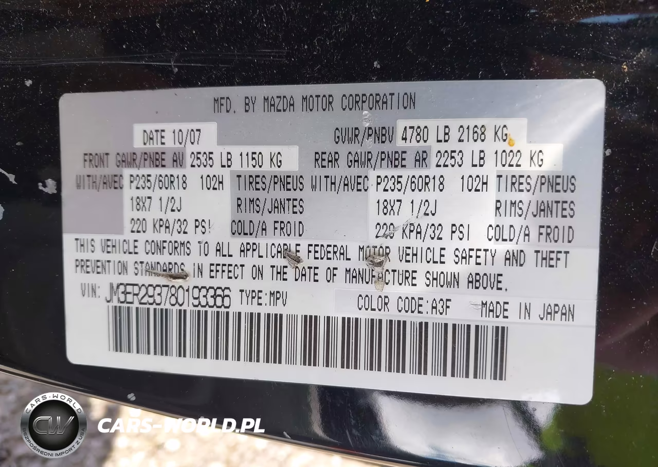 2008 Mazda Cx-7 Sport VIN:JM3ER293780193366 - 9