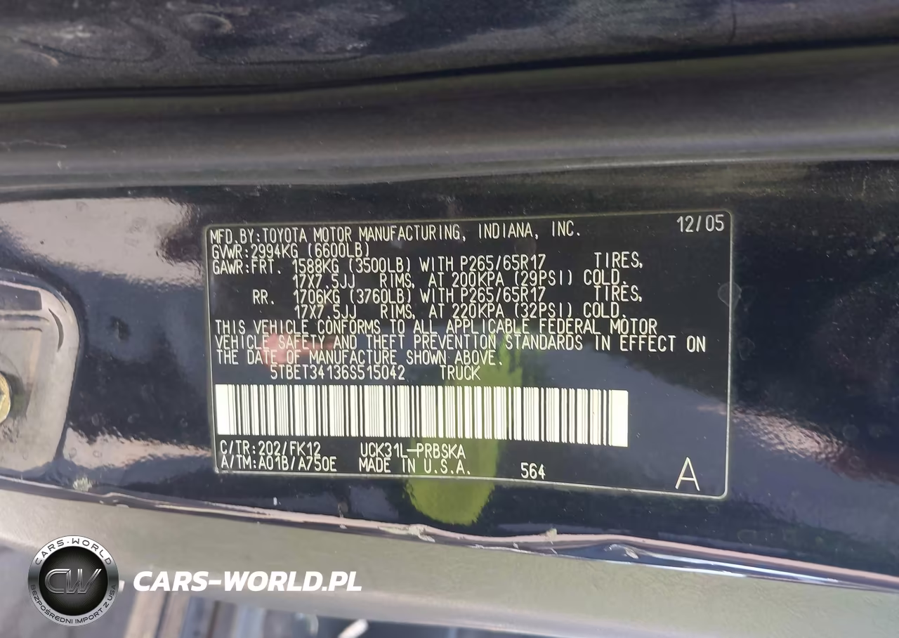 2006 Toyota Tundra Sr5 V8 VIN:5TBET34136S515042 - 9