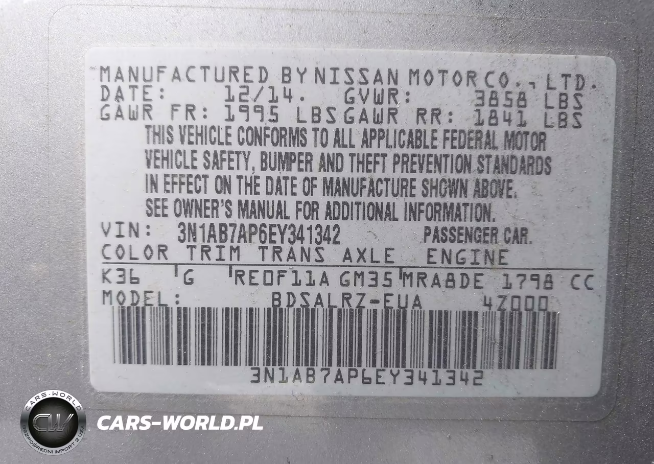 2014 Nissan Sentra Sr VIN:3N1AB7AP6EY341342 - 9