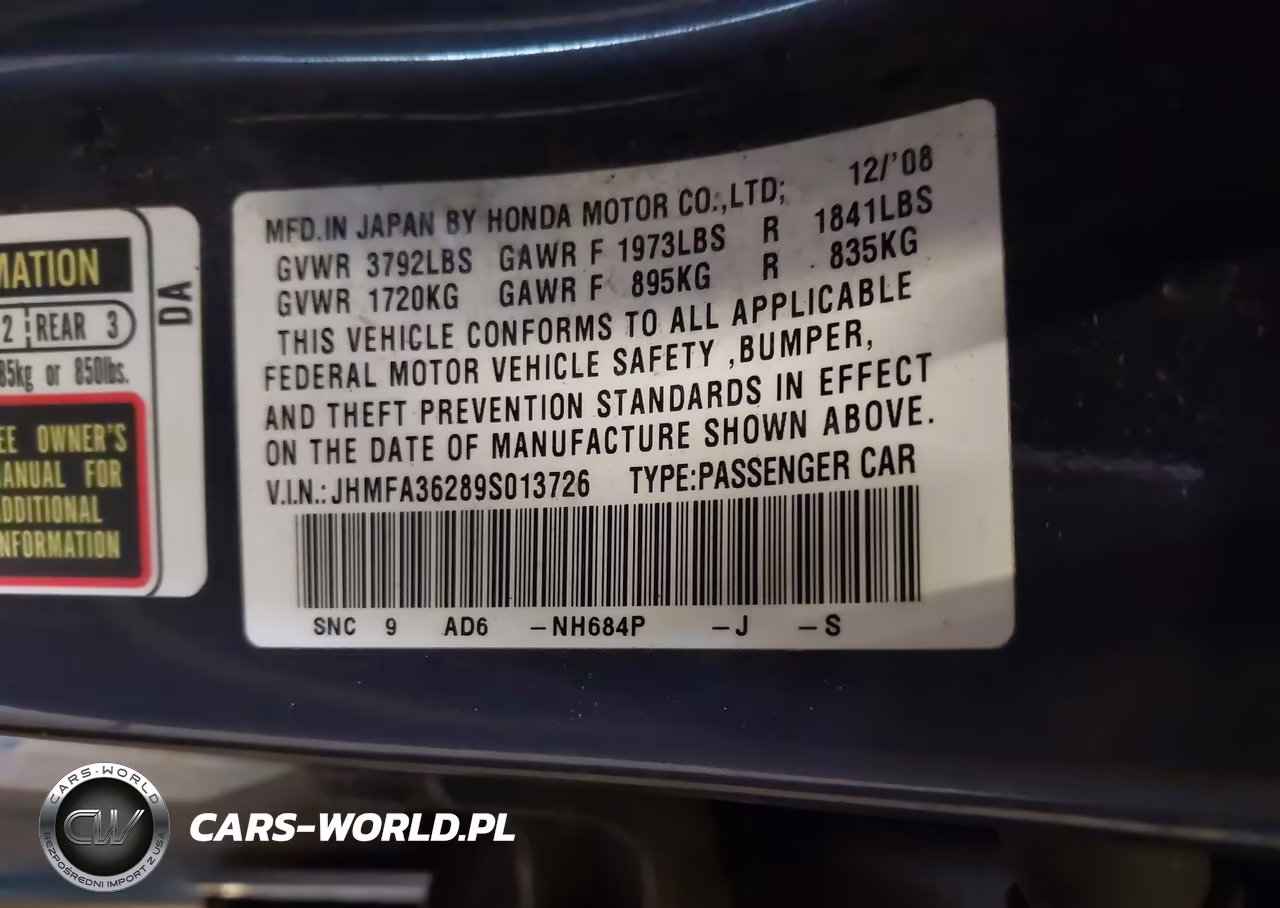 2009 Honda Civic Hybrid VIN:JHMFA36289S013726 - 9