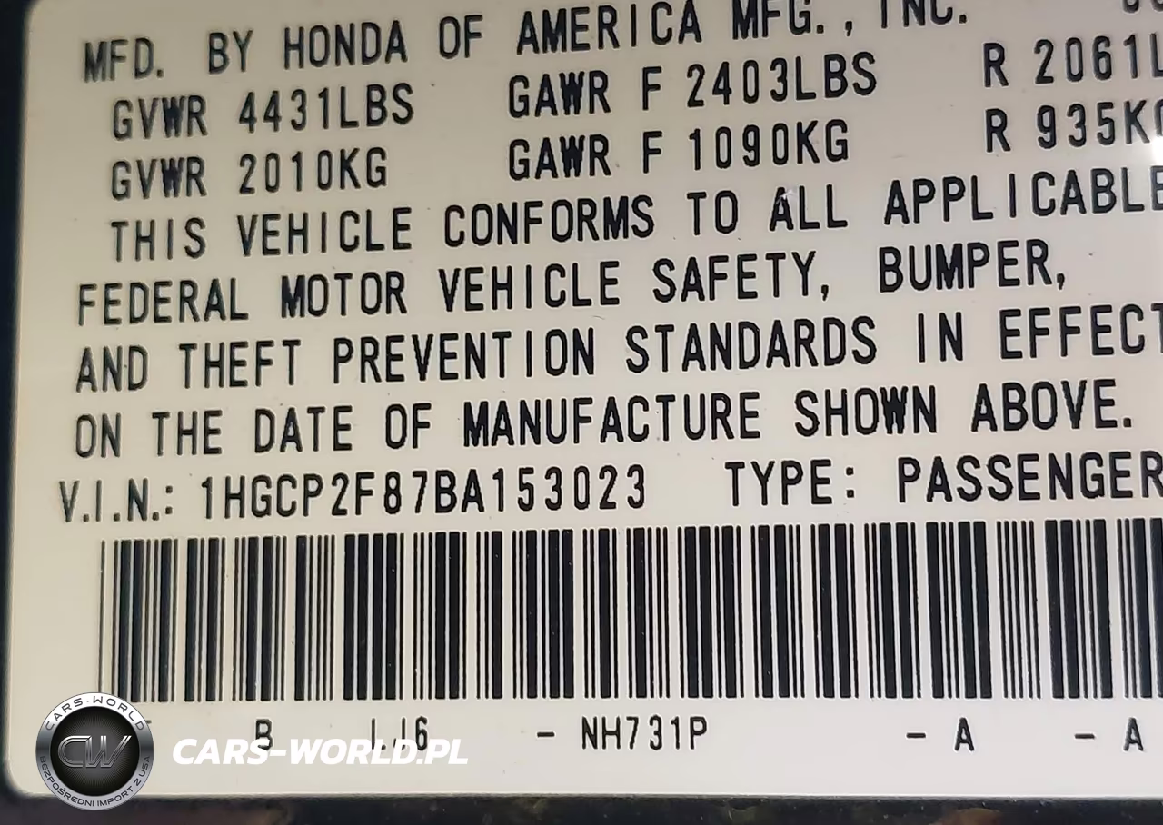 2011 Honda Accord 2.4 Ex-L VIN:1HGCP2F87BA153023 - 9