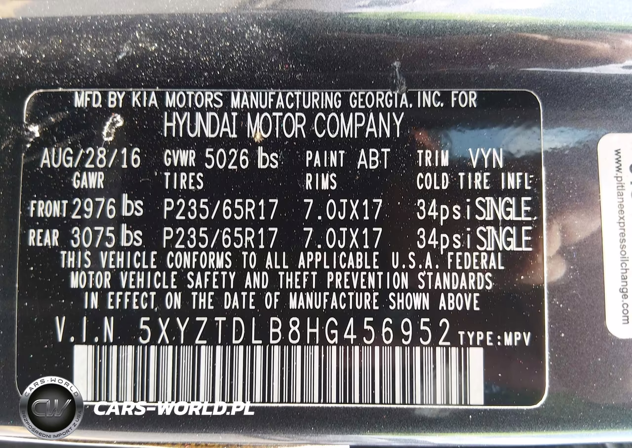 2017 Hyundai Santa Fe Sport 2.4L VIN:5XYZTDLB8HG456952 - 9