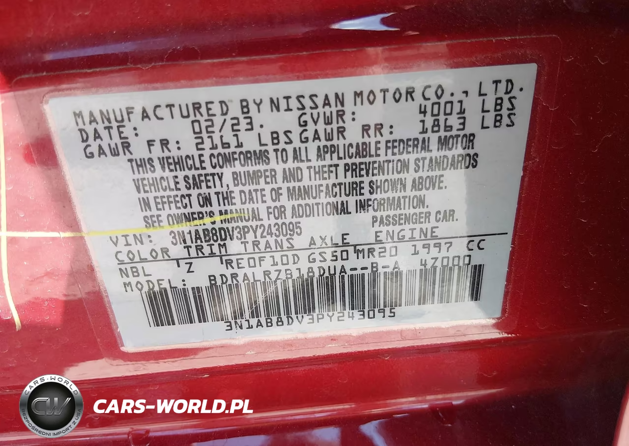 2023 Nissan Sentra Sr Xtronic Cvt VIN:3N1AB8DV3PY243095 - 9