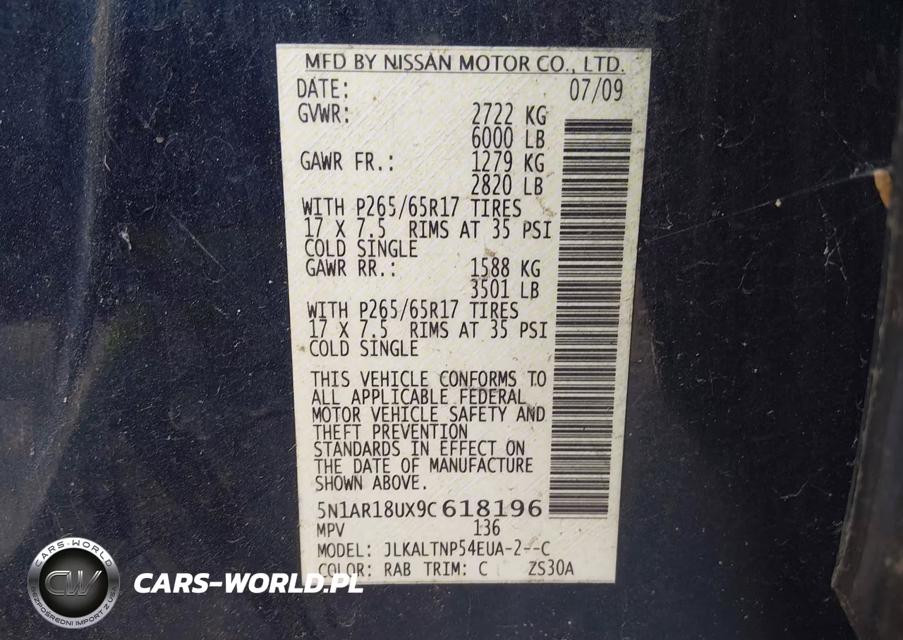 2009 Nissan Pathfinder Se VIN:5N1AR18UX9C618196 - 9