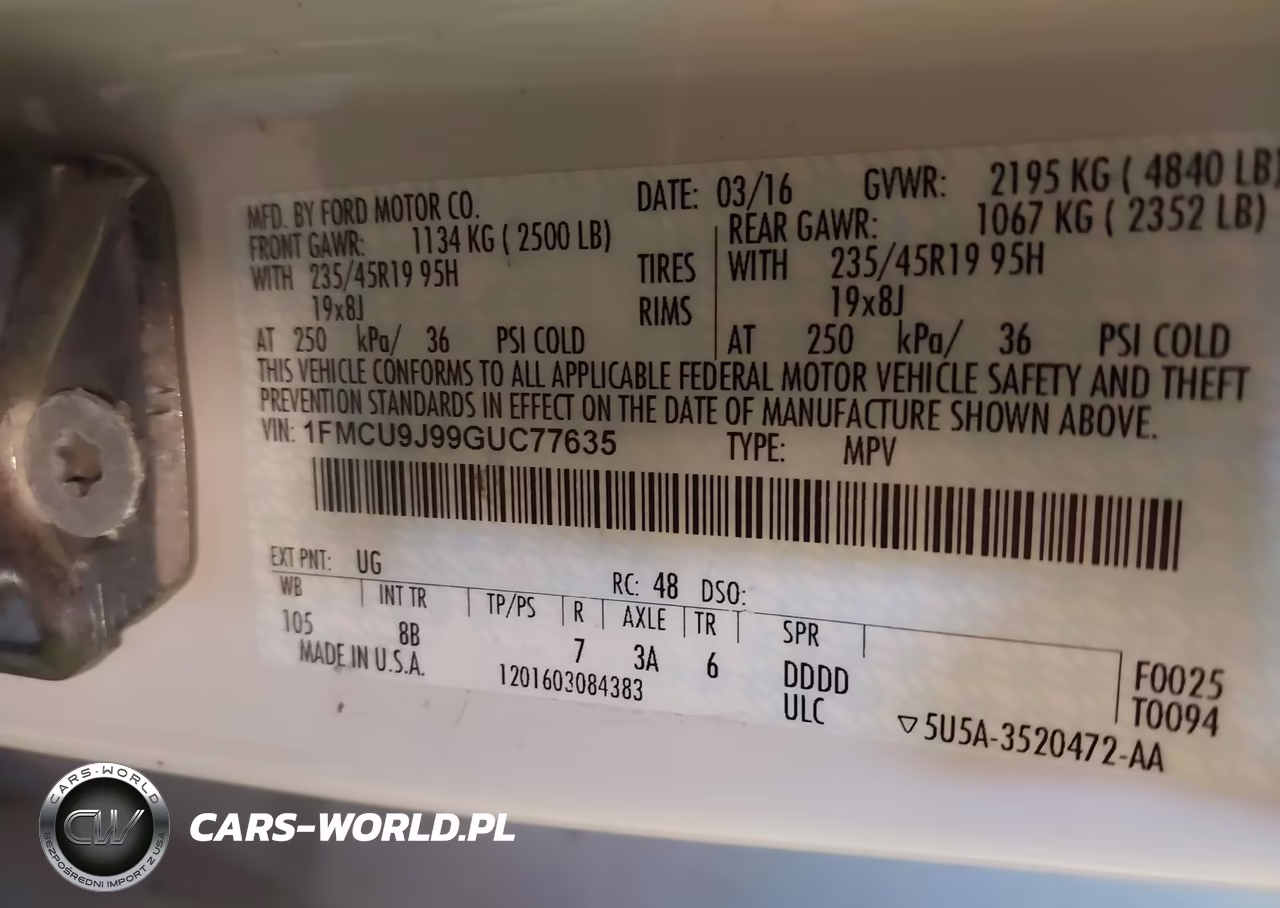 2016 Ford Escape Titanium VIN:1FMCU9J99GUC77635 - 9