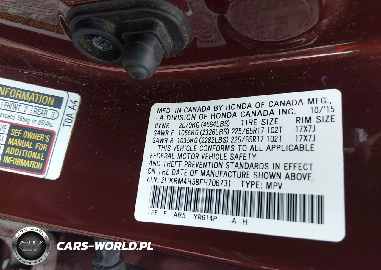 2015 Honda Cr-V Ex VIN:2HKRM4H58FH706731 - 9