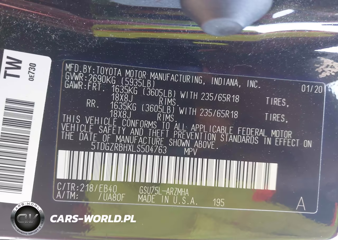 2020 Toyota Highlander Xle VIN:5TDGZRBHXLS504763 - 9