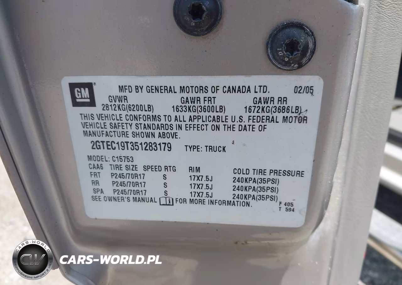 2005 GMC Sierra 1500 Slt VIN:2GTEC19T351283179 - 9