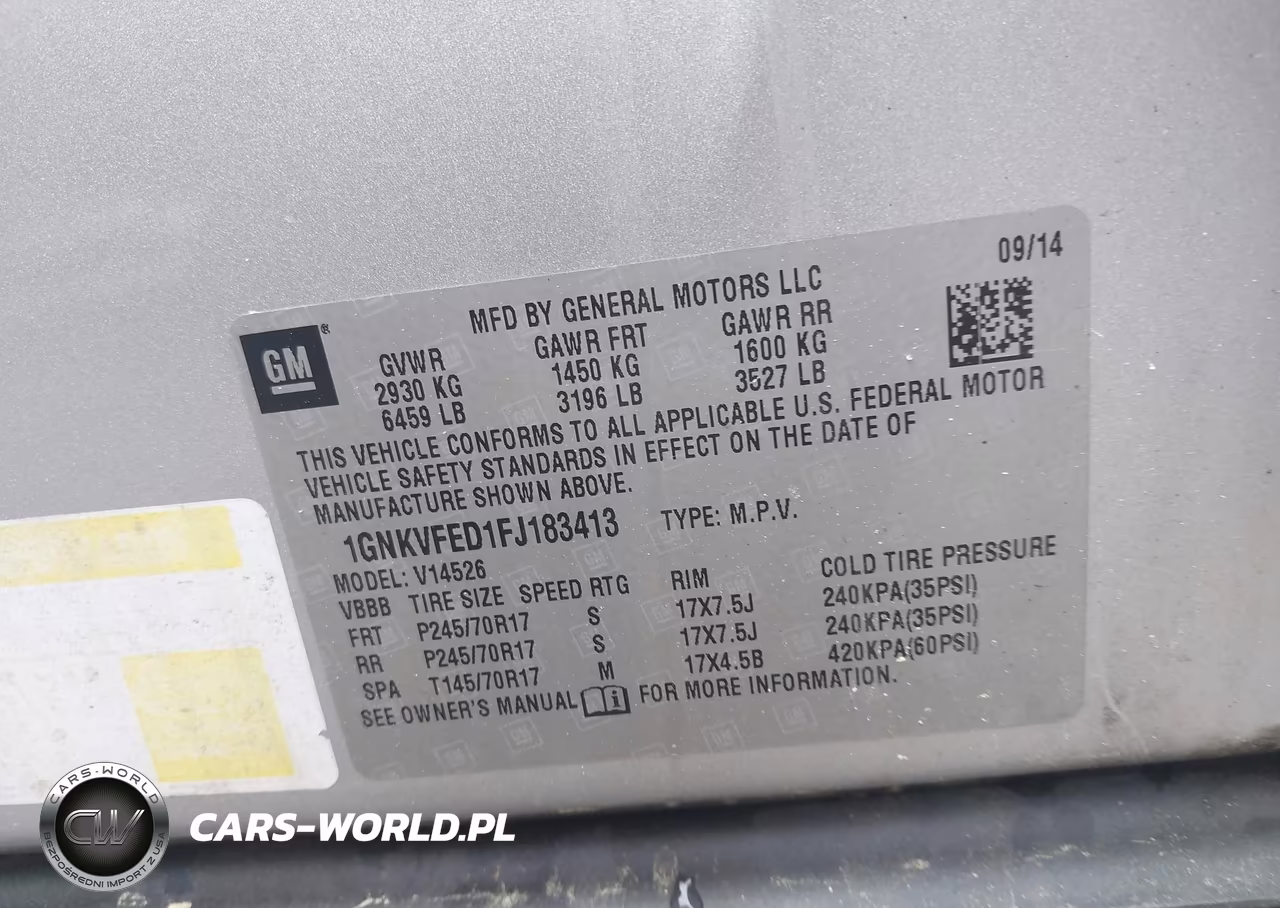 2015 Chevrolet Traverse Ls VIN:1GNKVFED1FJ183413 - 9