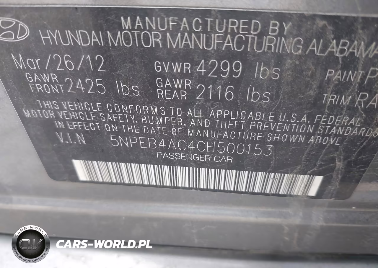 2012 Hyundai Sonata Gls VIN:5NPEB4AC4CH500153 - 9
