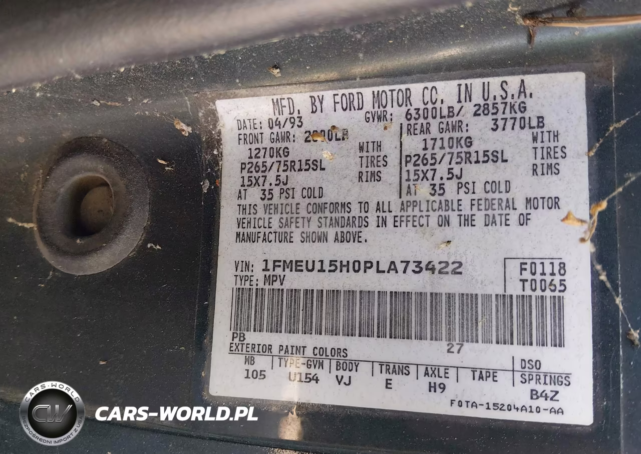 1993 Ford Bronco U100 VIN:1FMEU15H0PLA73422 - 9