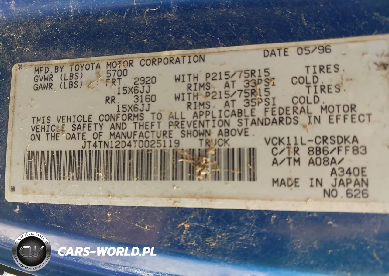 1996 Toyota T100 Xtracab VIN:JT4TN12D4T0025119 - 9