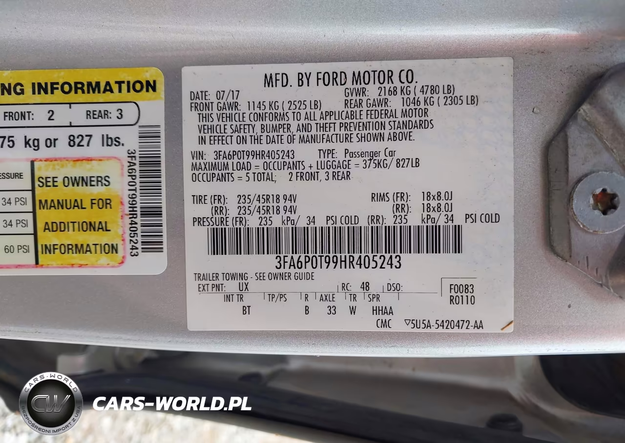 2017 Ford Fusion Se VIN:3FA6P0T99HR405243 - 9