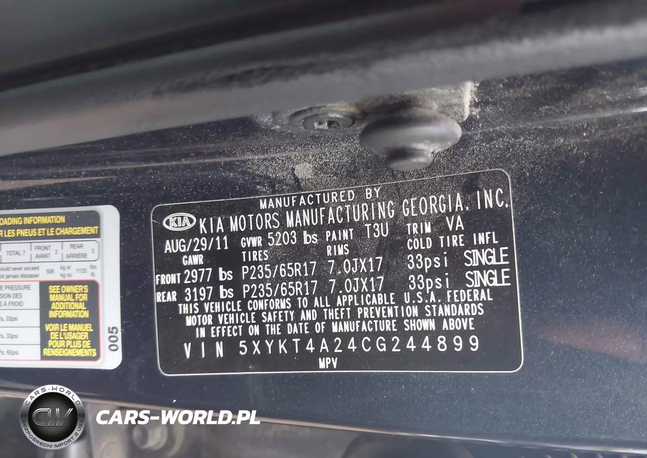 2012 Kia Sorento Lx V6 VIN:5XYKT4A24CG244899 - 9
