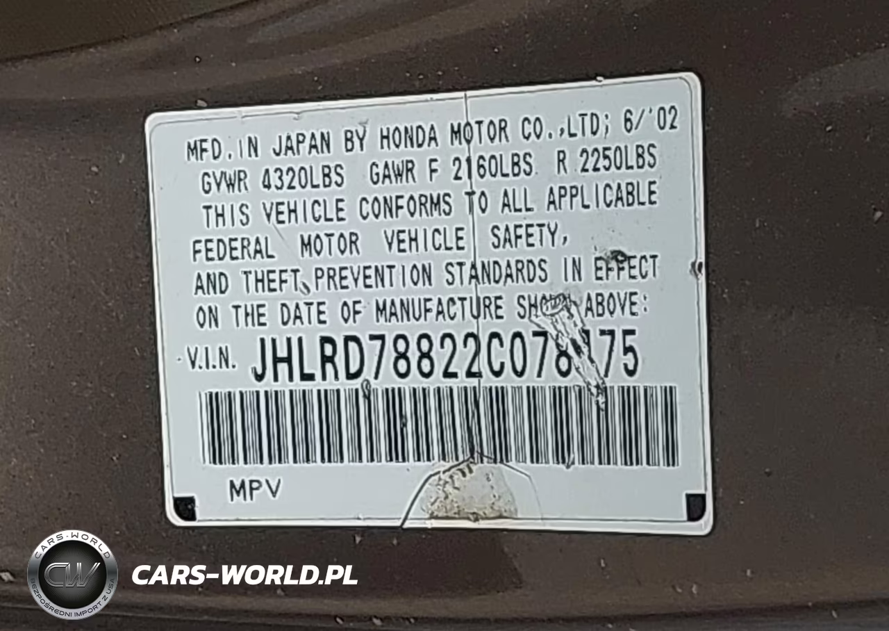 2002 Honda Cr-V Ex VIN:JHLRD78822C078475 - 9
