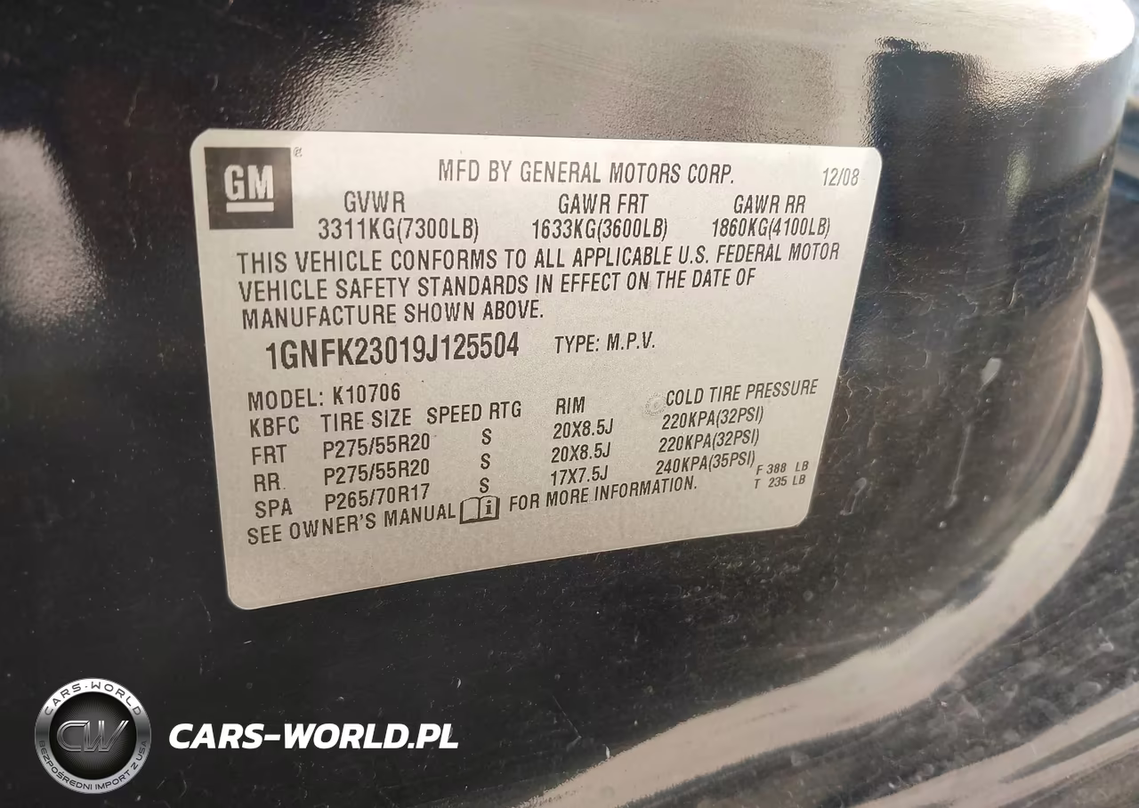 2009 Chevrolet Tahoe Lt2 VIN:1GNFK23019J125504 - 9