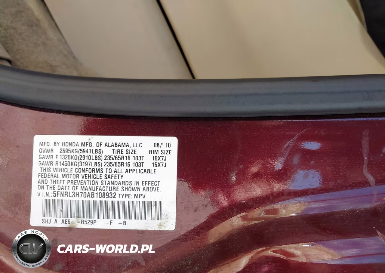 2010 Honda Odyssey Ex-L VIN:5FNRL3H70AB108932 - 9