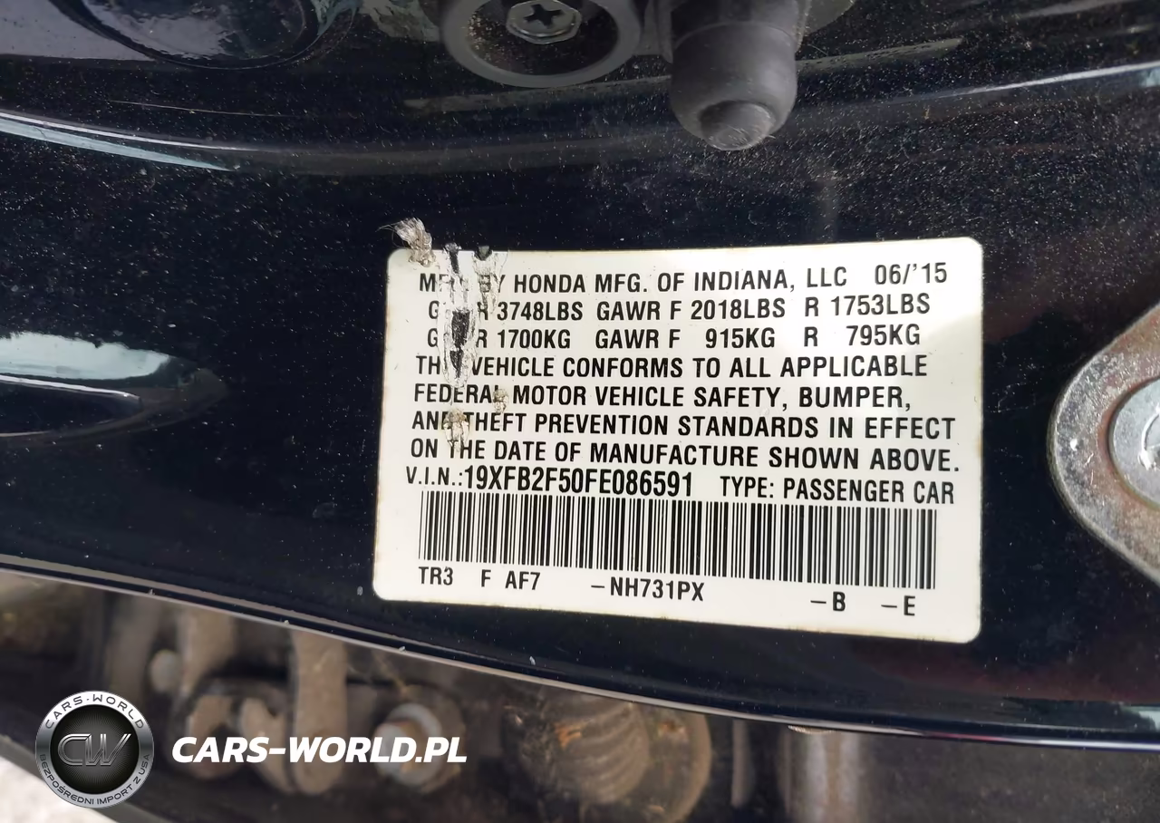 2015 Honda Civic Lx VIN:19XFB2F50FE086591 - 9