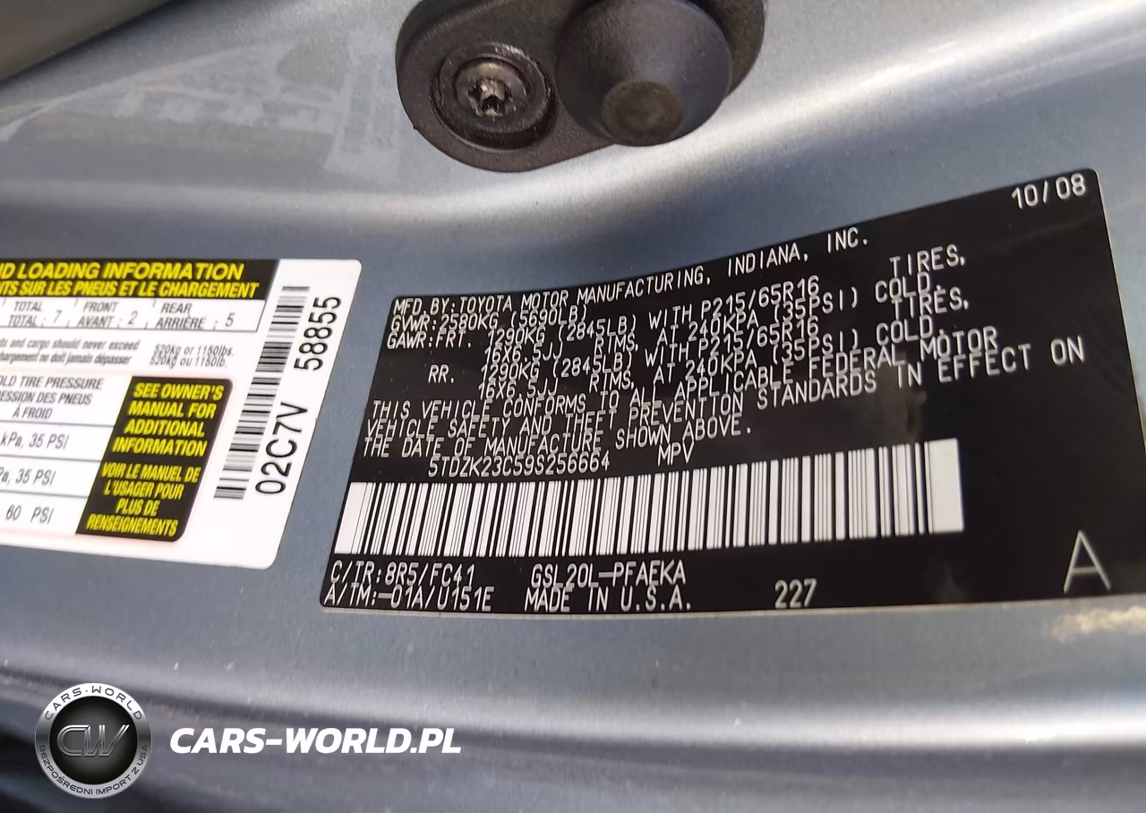 2009 Toyota Sienna Le VIN:5TDZK23C59S256664 - 9