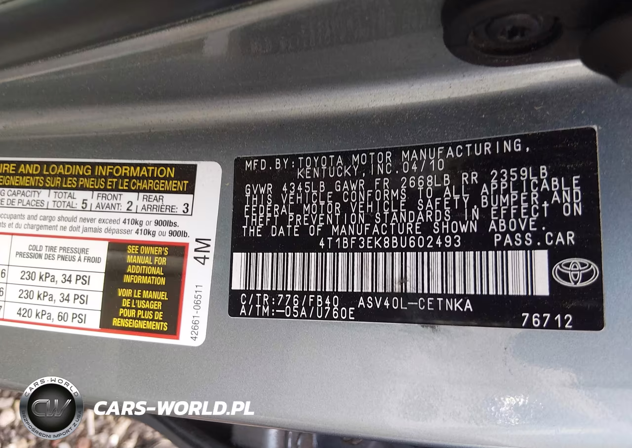 2011 Toyota Camry Le VIN:4T1BF3EK8BU602493 - 9