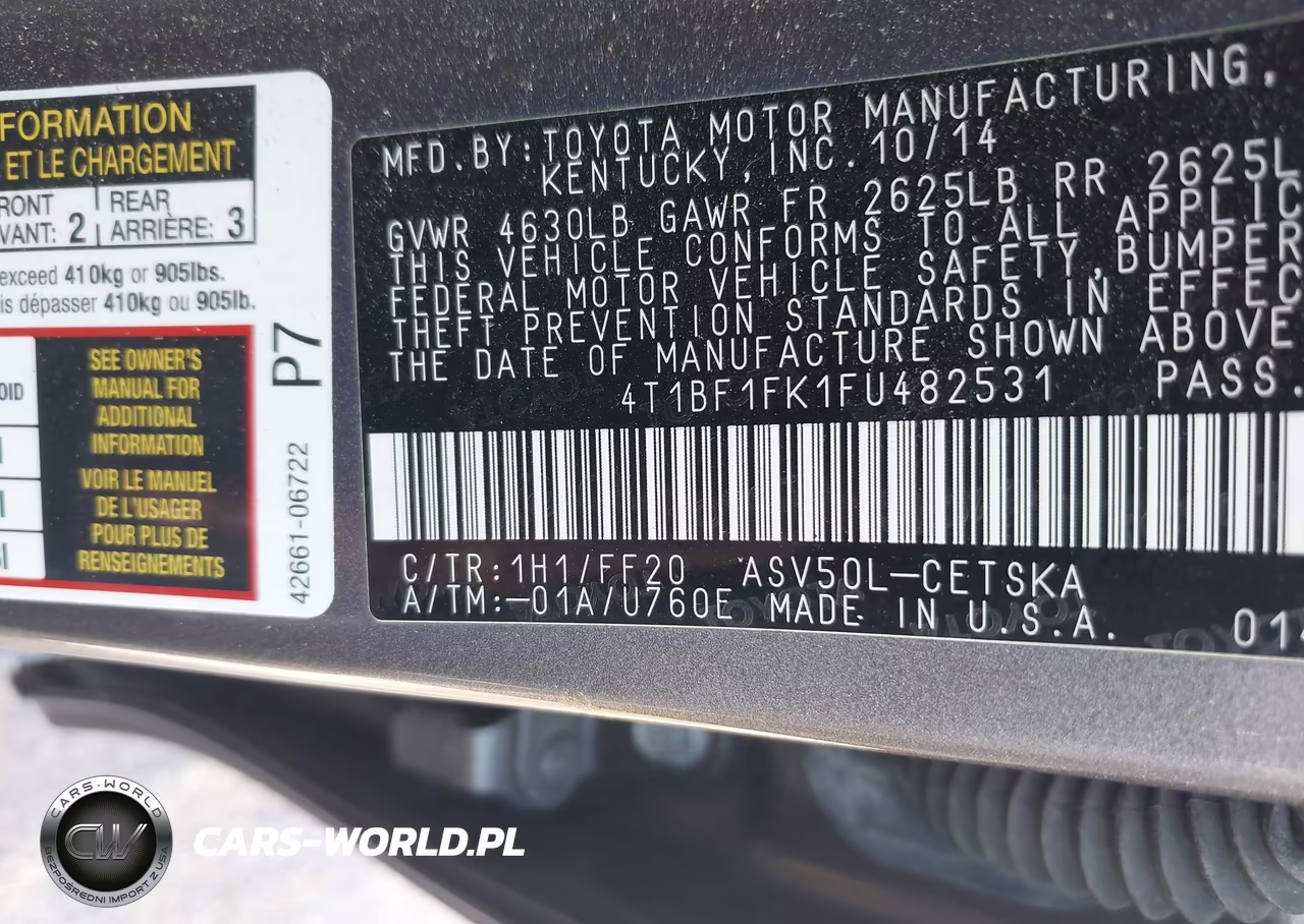 2015 Toyota Camry Se VIN:4T1BF1FK1FU482531 - 9