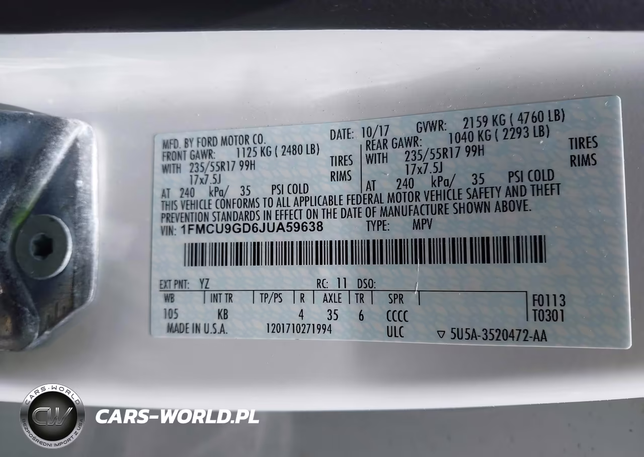 2018 Ford Escape Se VIN:1FMCU9GD6JUA59638 - 9
