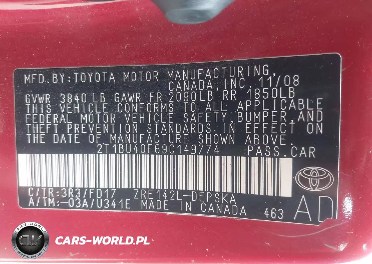 2009 Toyota Corolla S VIN:2T1BU40E69C149774 - 9