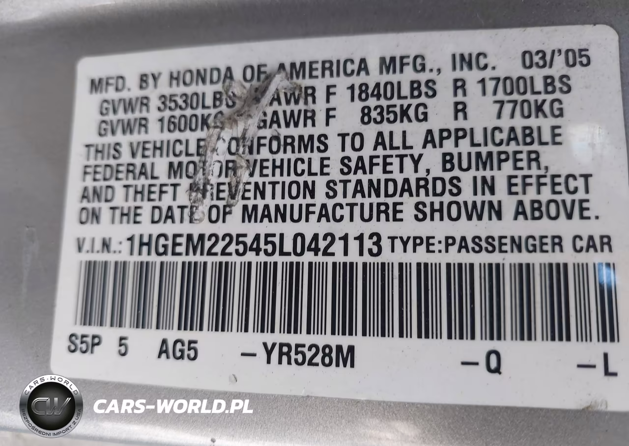 2005 Honda Civic Lx VIN:1HGEM22545L042113 - 9
