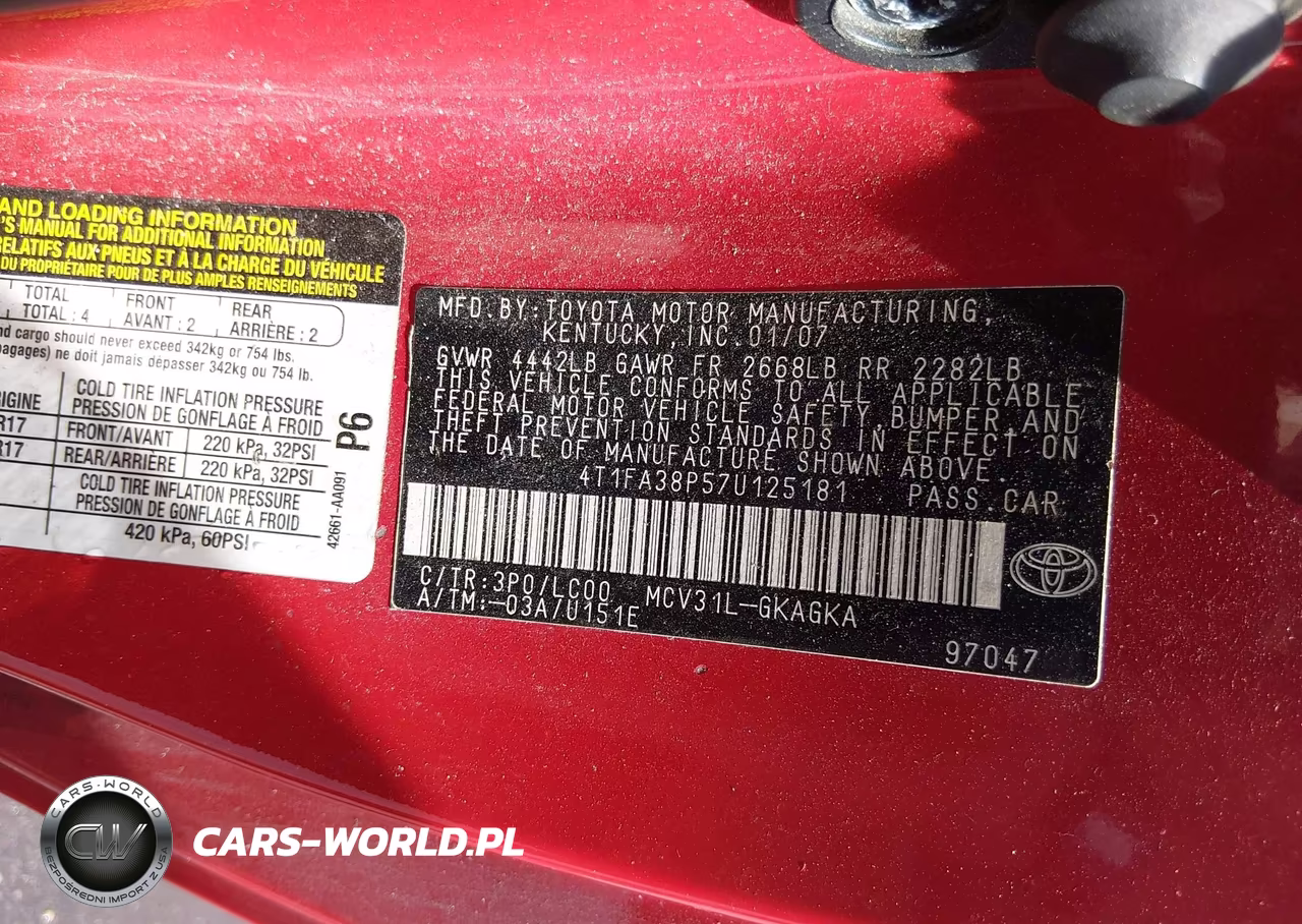 2007 Toyota Camry Solara Sle VIN:4T1FA38P57U125181 - 9