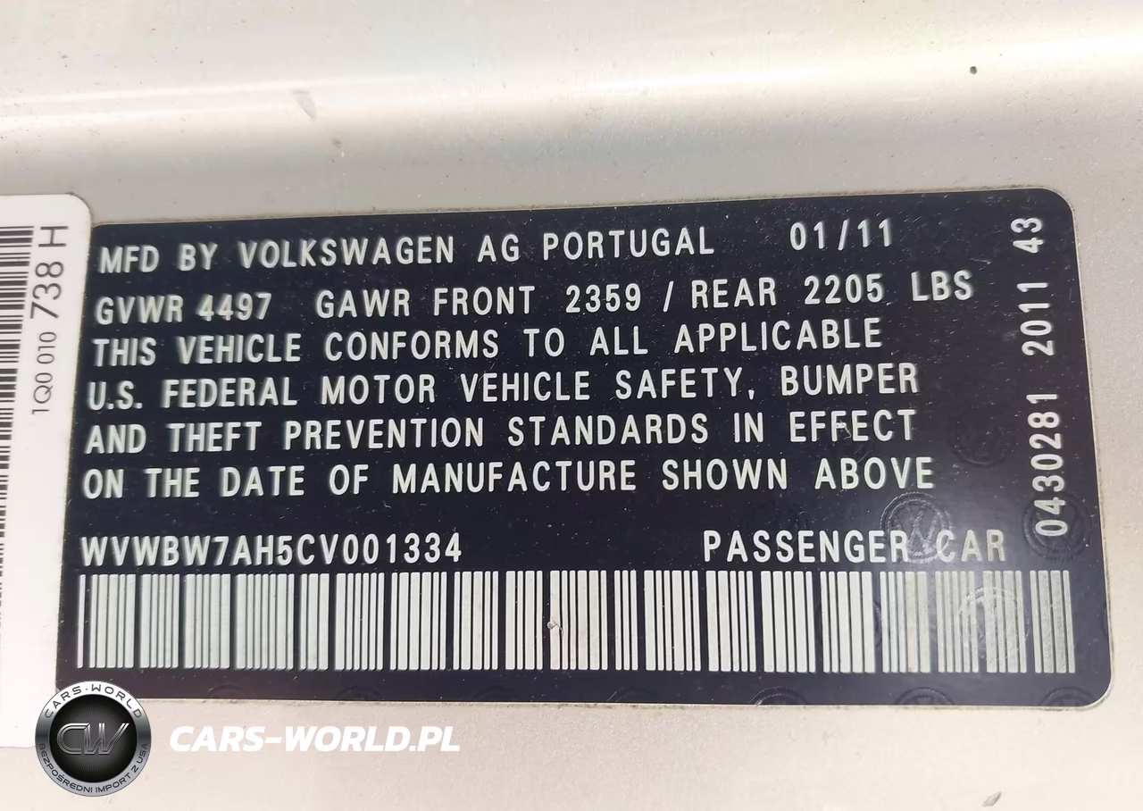 2012 Volkswagen Eos Komfort VIN:WVWBW7AH5CV001334 - 9