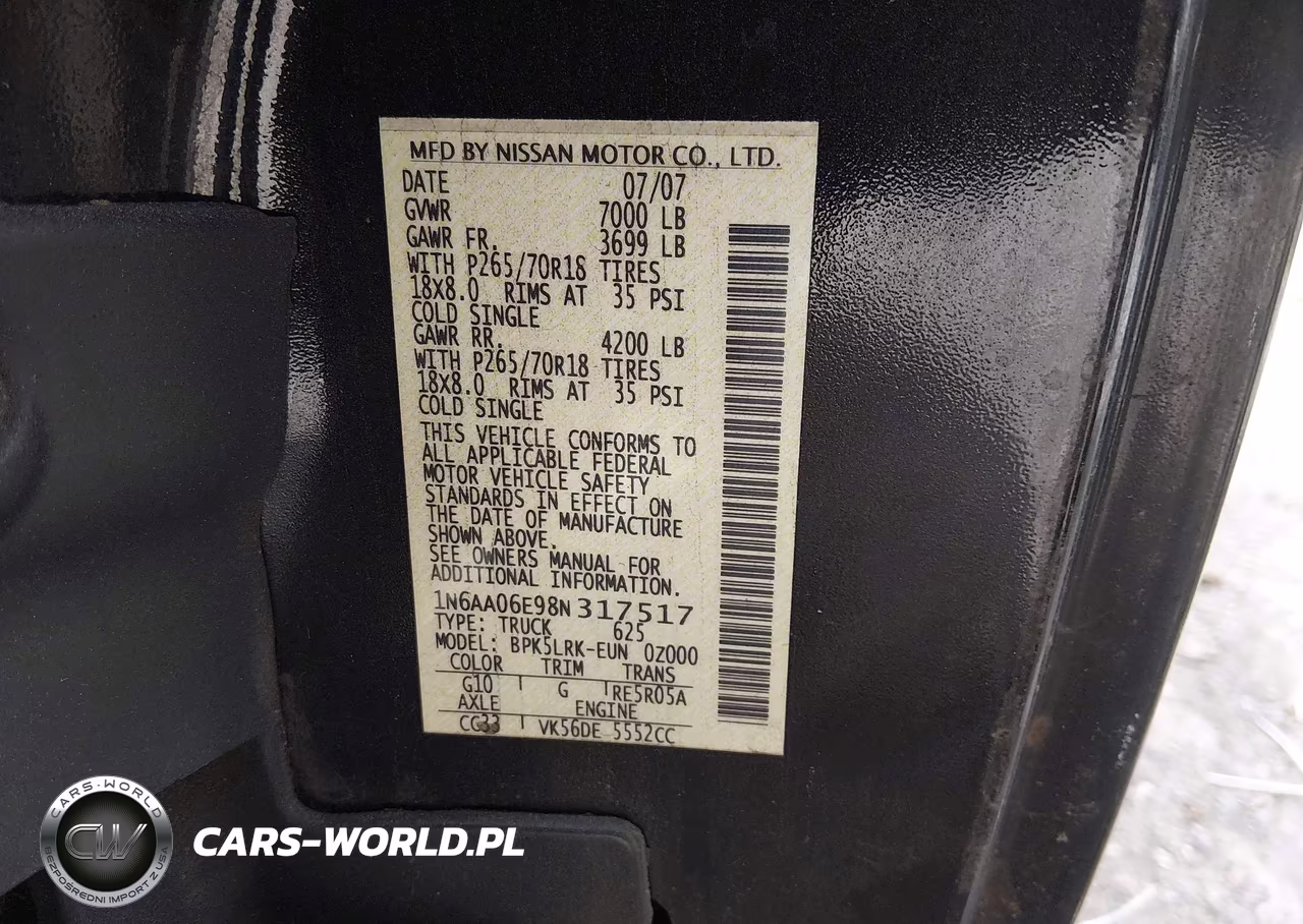 2008 Nissan Titan Xe VIN:1N6AA06E98N317517 - 9