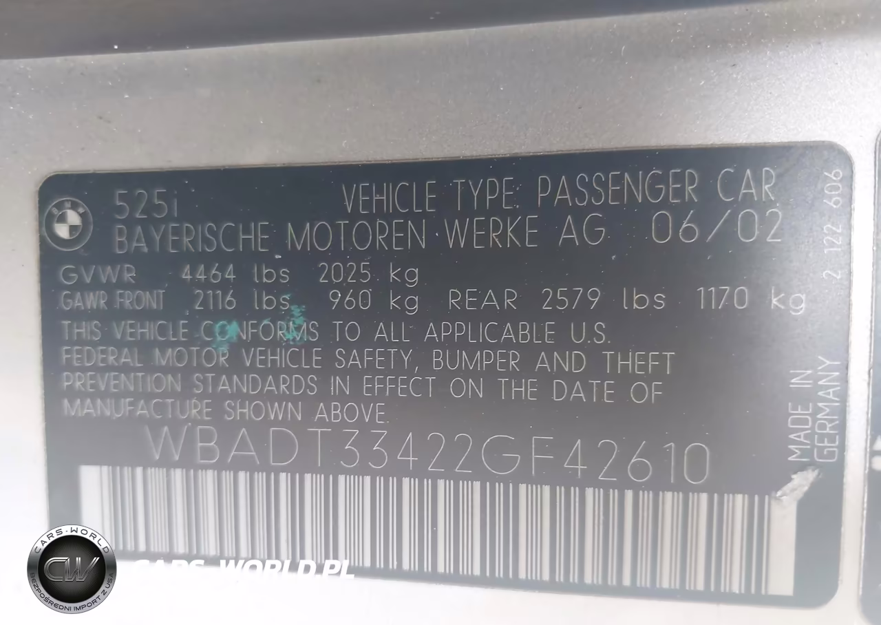 2002 BMW 525I VIN:WBADT33422GF42610 - 9