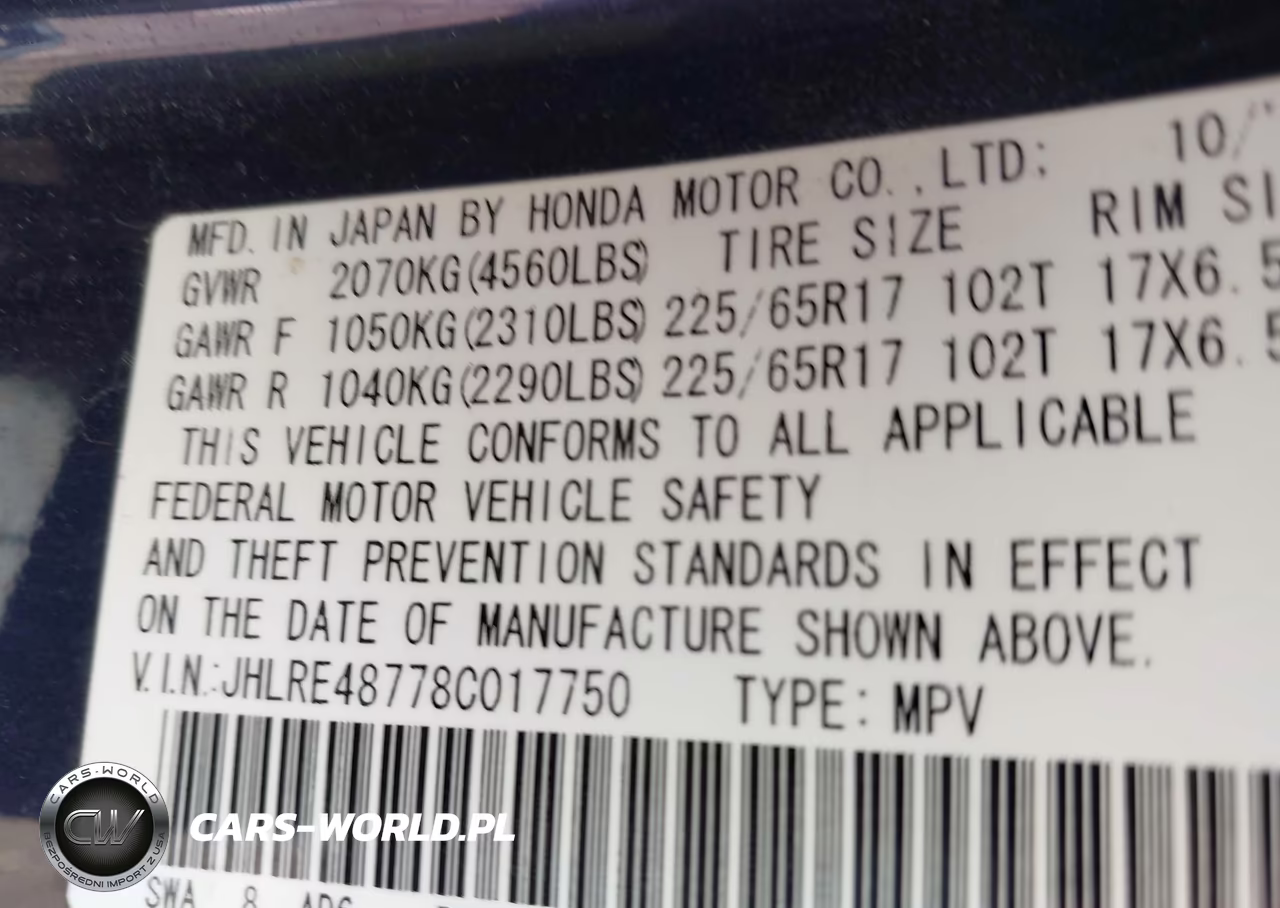2008 Honda Cr-V Ex-L VIN:JHLRE48778C017750 - 9
