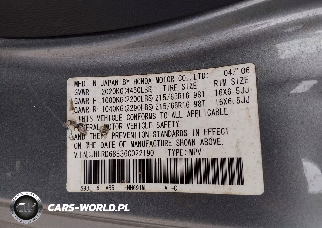 2006 Honda Cr-V Ex VIN:JHLRD68836C022190 - 9