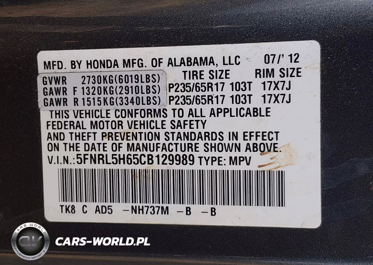 2012 Honda Odyssey Ex-L VIN:5FNRL5H65CB129989 - 9
