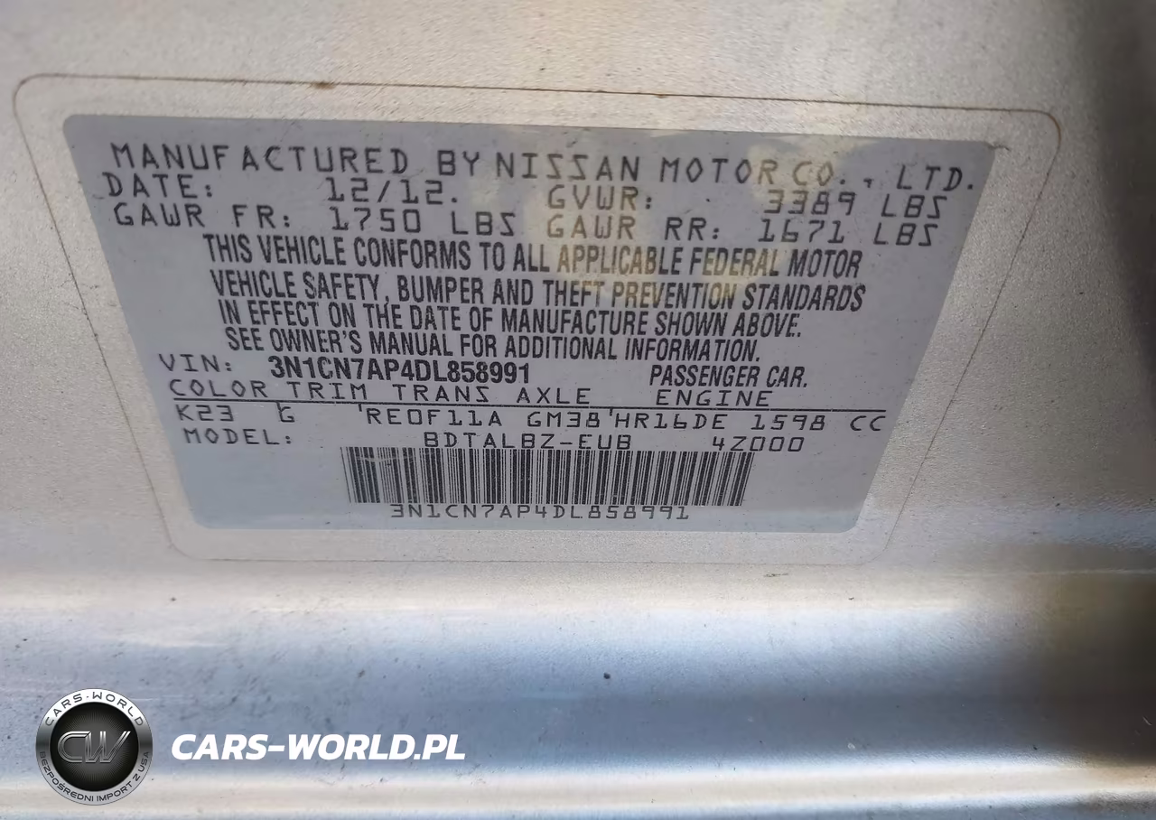 2013 Nissan Versa 1.6 Sv VIN:3N1CN7AP4DL858991 - 9