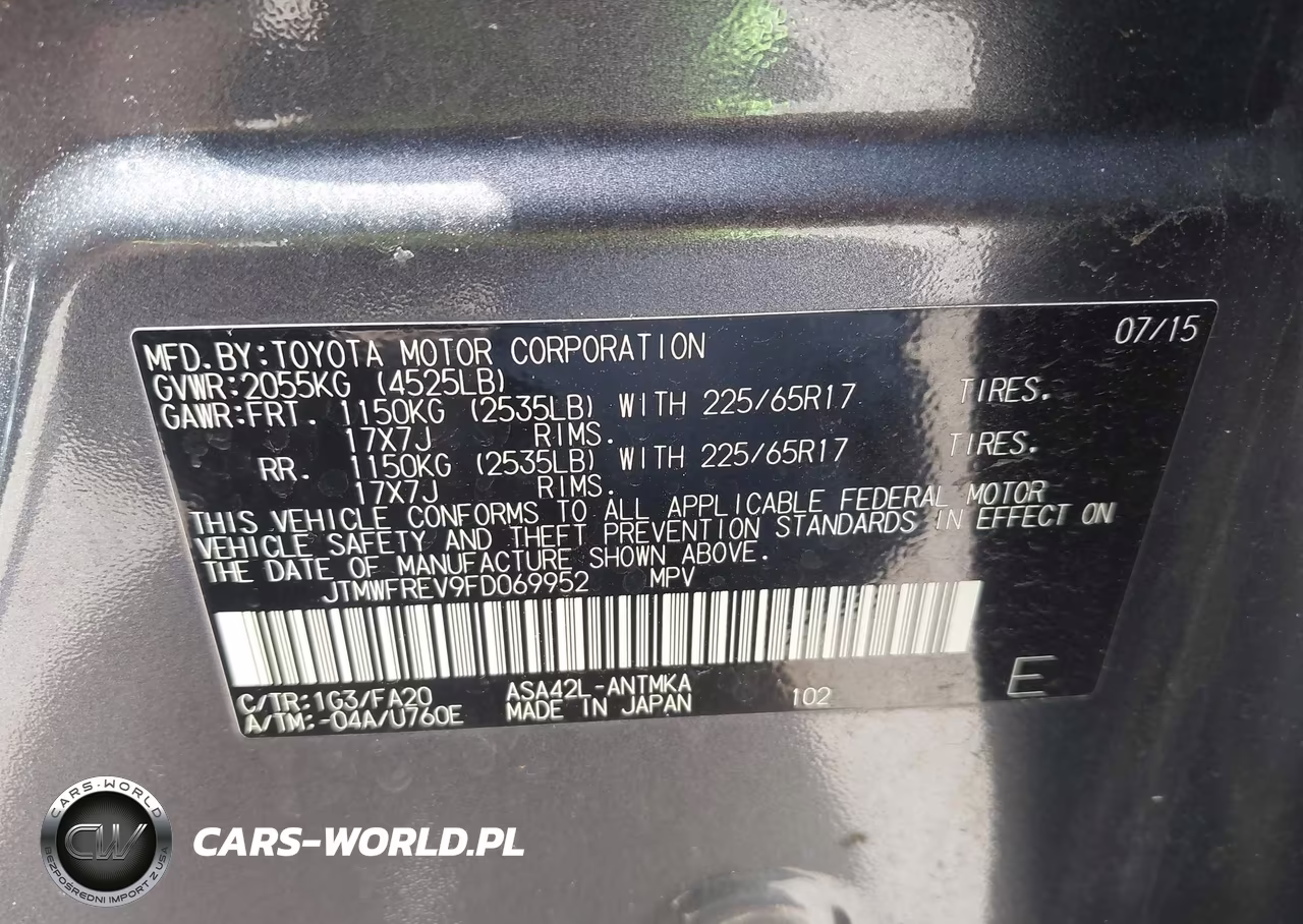 2015 Toyota Rav4 Xle VIN:JTMWFREV9FD069952 - 9