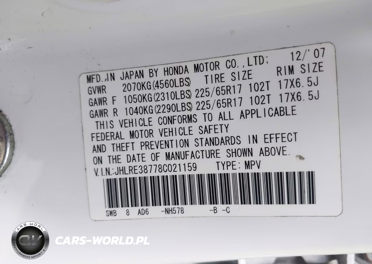 2008 Honda Cr-V Ex-L VIN:JHLRE38778C021159 - 9