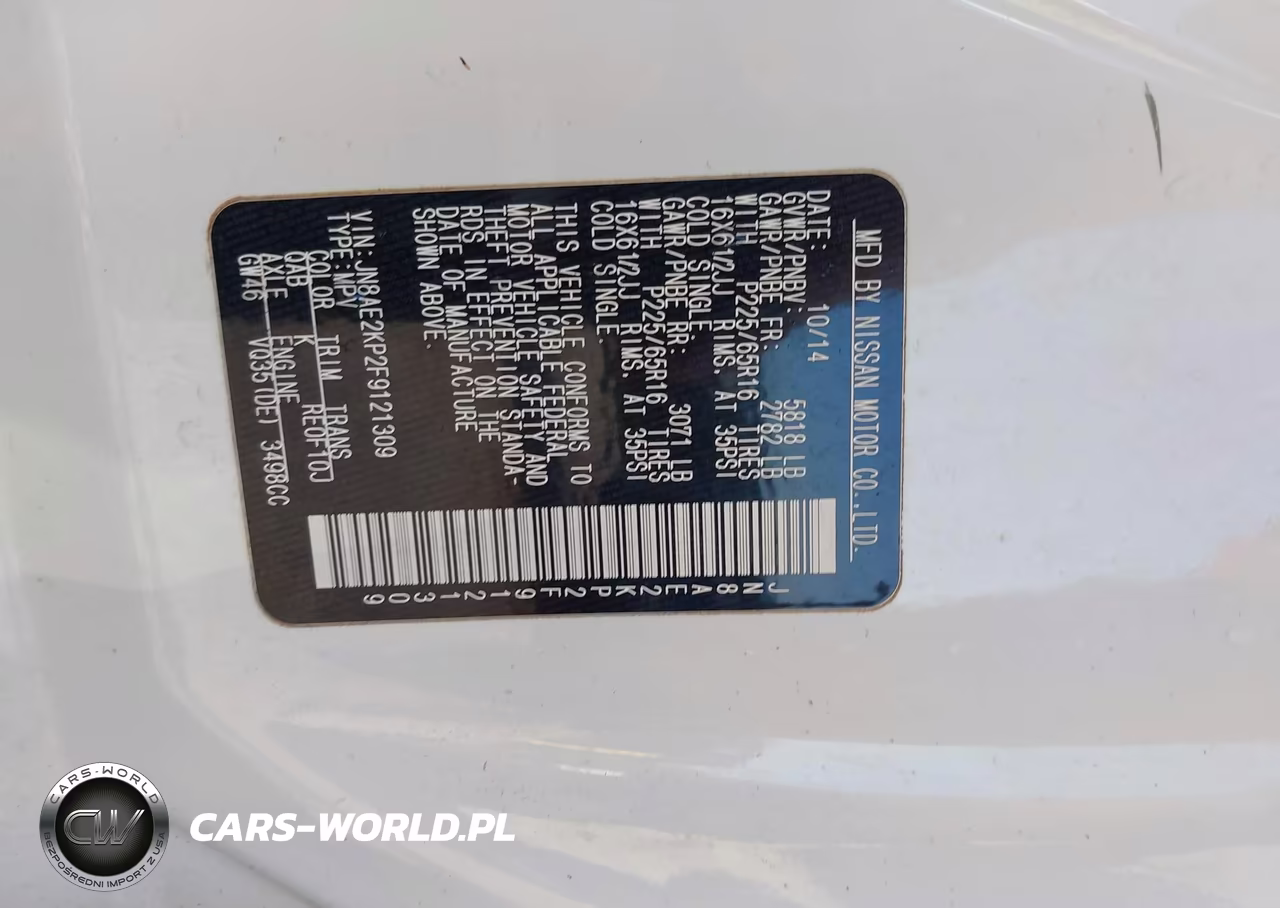 2015 Nissan Quest S VIN:JN8AE2KP2F9121309 - 9