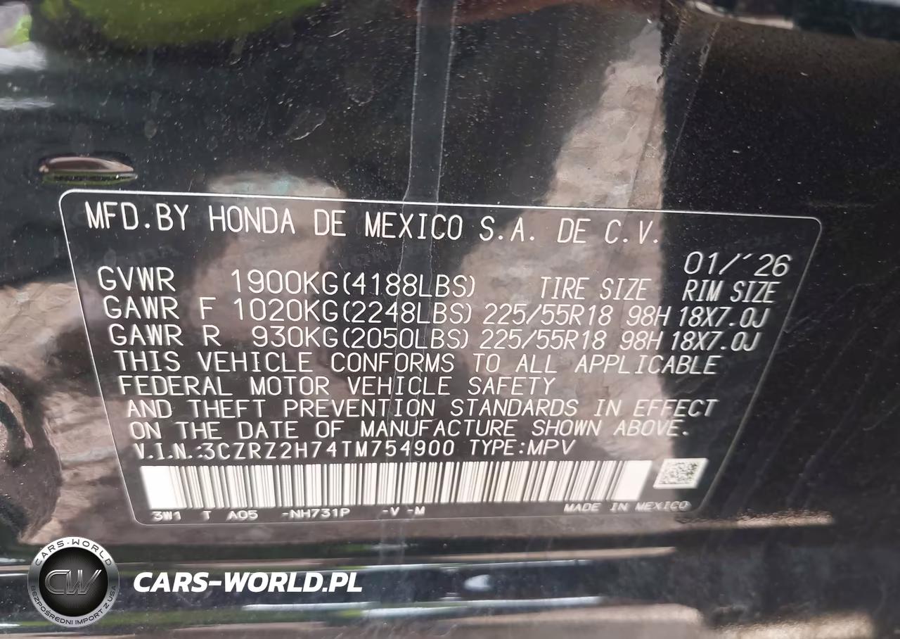 2026 Honda Hr-V Awd Ex-L VIN:3CZRZ2H74TM754900 - 9