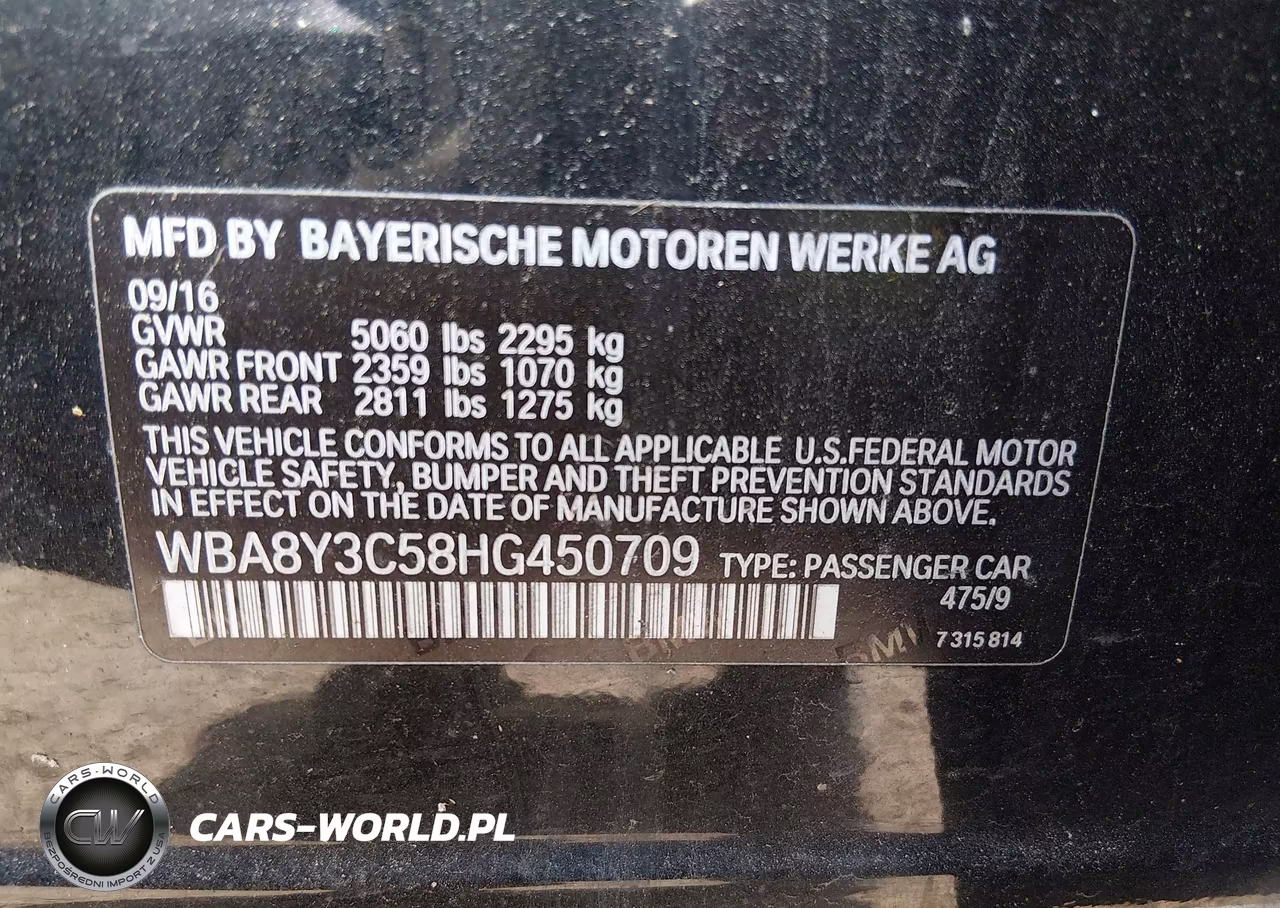2017 BMW 340I Gran Turismo xDrive VIN:WBA8Y3C58HG450709 - 9