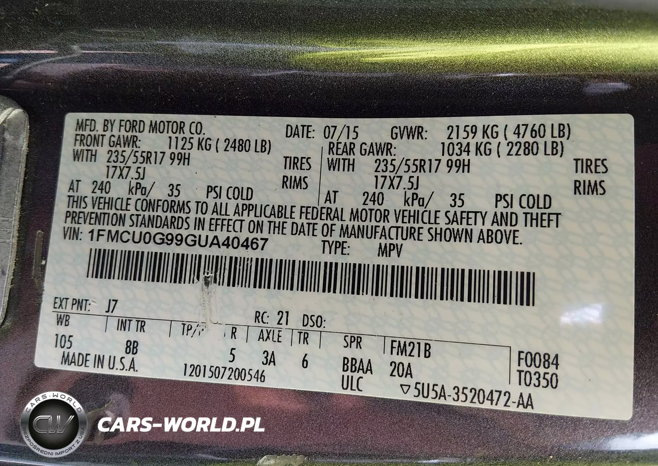 2016 Ford Escape Se VIN:1FMCU0G99GUA40467 - 9