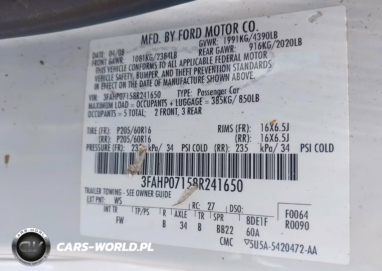 2008 Ford Fusion Se VIN:3FAHP07158R241650 - 9