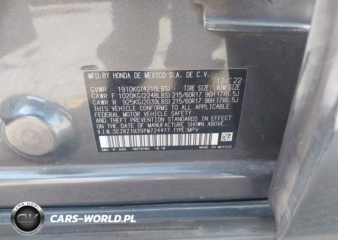 2023 Honda Hr-V 2Wd Lx VIN:3CZRZ1H35PM724477 - 9