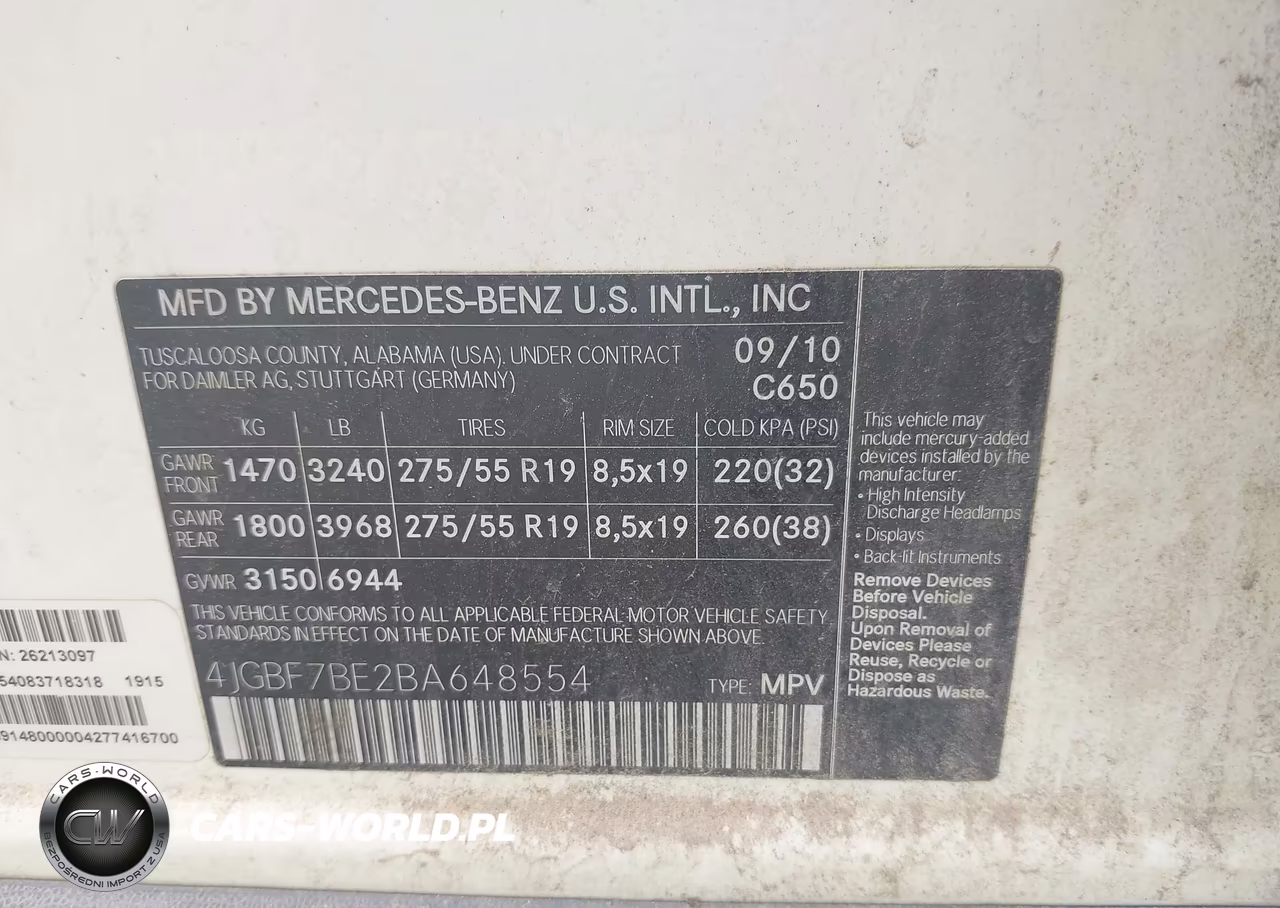 2011 Mercedes-Benz Gl 450 4Matic VIN:4JGBF7BE2BA648554 - 9