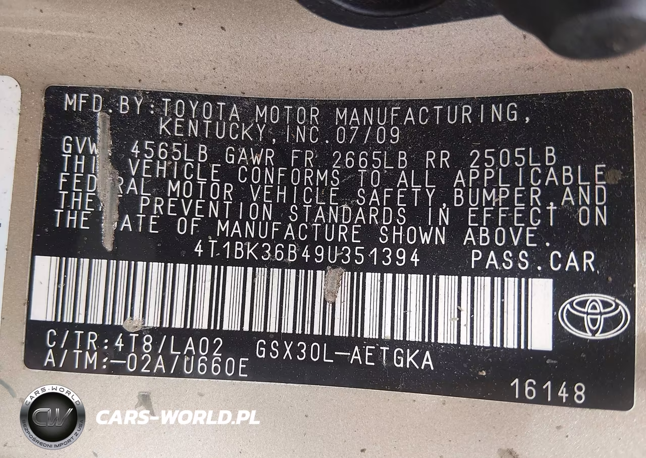 2009 Toyota Avalon Xls VIN:4T1BK36B49U351394 - 9