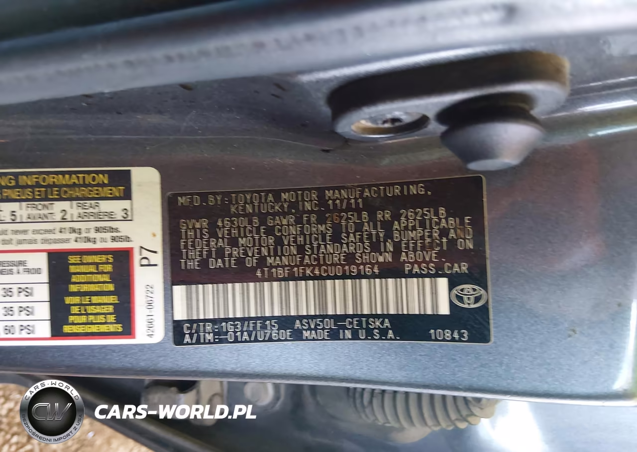 2012 Toyota Camry Se VIN:4T1BF1FK4CU019164 - 9