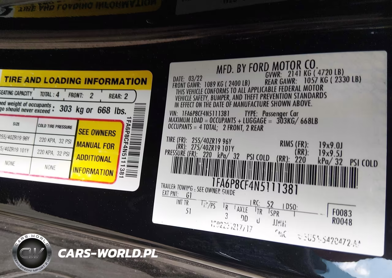 2022 Ford Mustang Gt Premium Fastback VIN:1FA6P8CF4N5111381 - 9