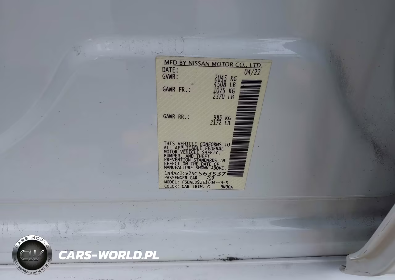 2022 Nissan Leaf Sv 40 Kwh VIN:1N4AZ1CV2NC563537 - 9